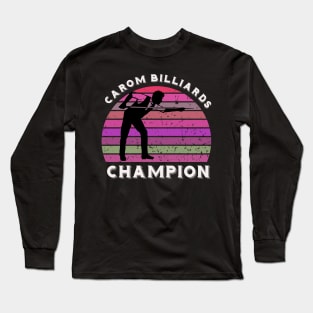 Carom billiards champion - retro sunset Long Sleeve T-Shirt